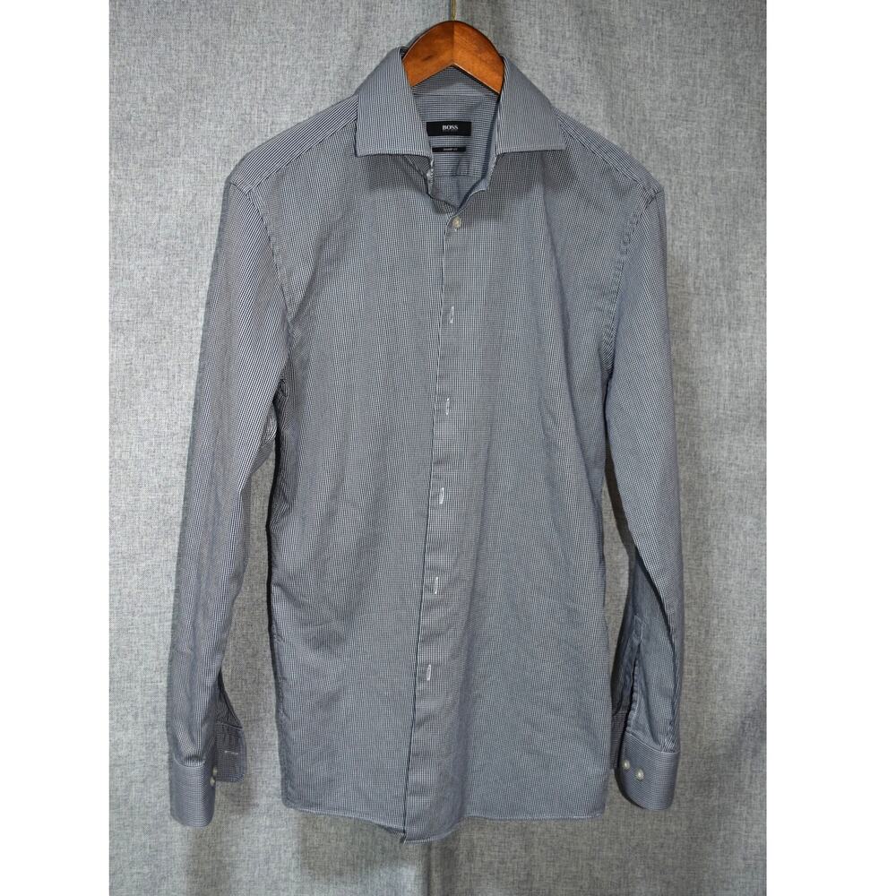 Hugo Boss Black Sharp Fit Micro-Check Dress Shirt US 16/L